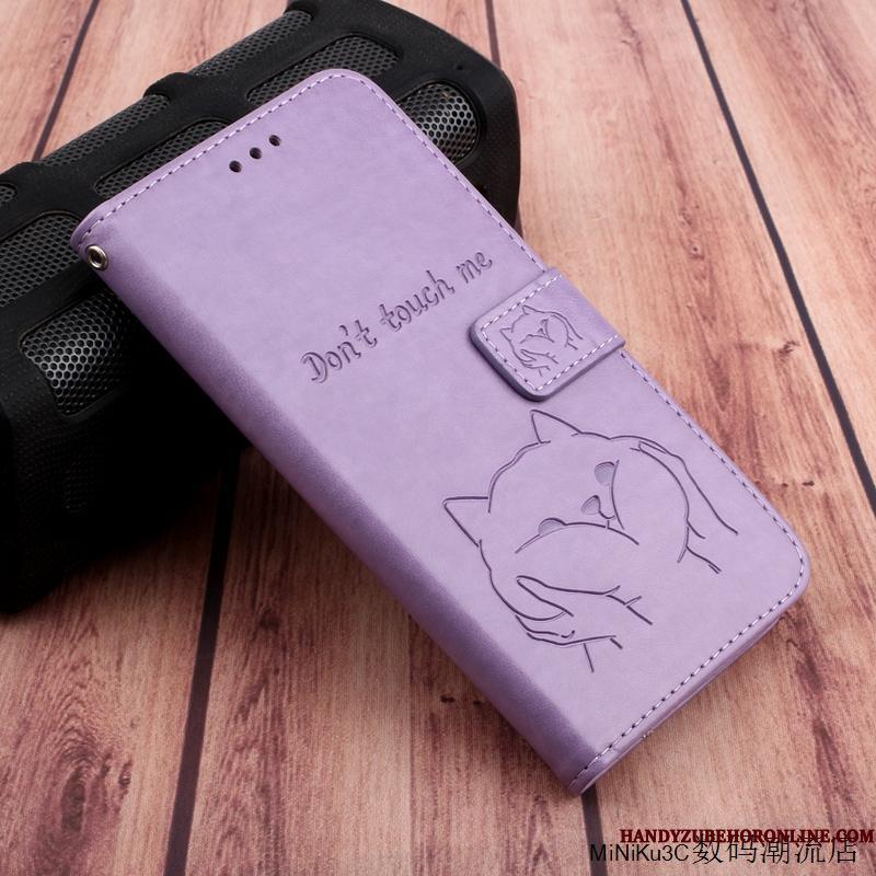 Huawei P40 Lite Silikone Lædertaske Kat Telefon Etui Alt Inklusive Lilla Folio