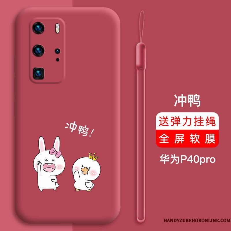 Huawei P40 Pro Etui Net Red Anti-fald Beskyttelse Trendy Kreativ Rød Smuk