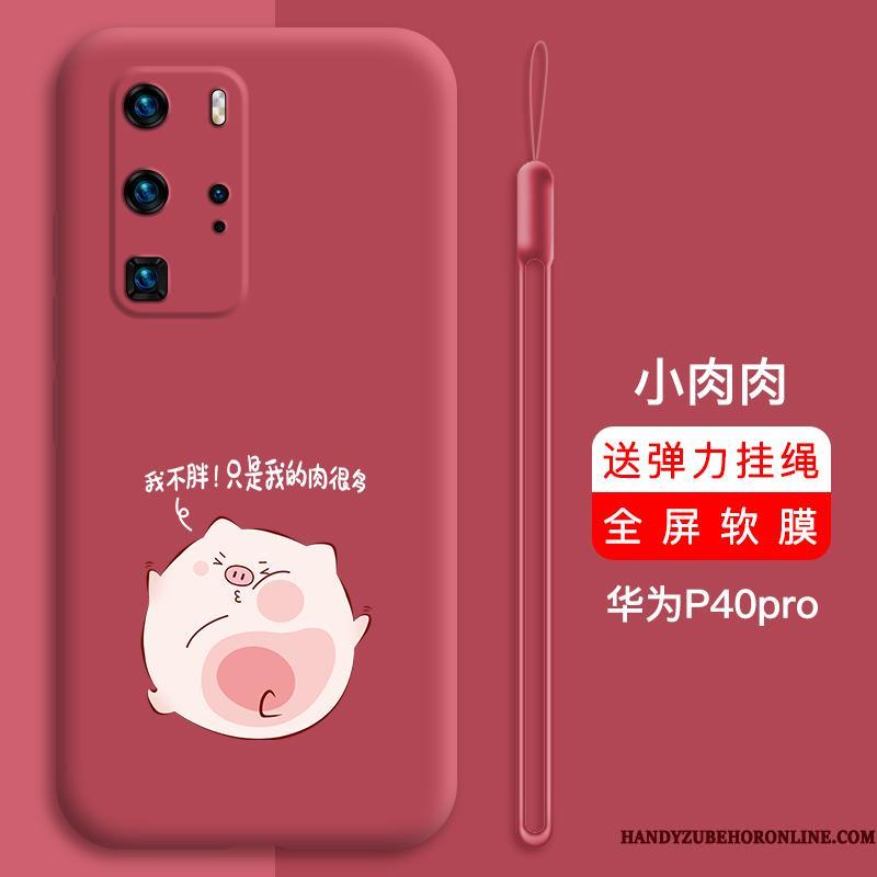 Huawei P40 Pro Etui Net Red Anti-fald Beskyttelse Trendy Kreativ Rød Smuk