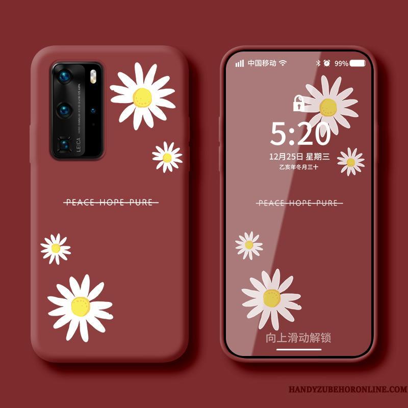 Huawei P40 Pro Etui Silikone Beskyttelse Net Red Anti-fald Cover Sort Elskeren