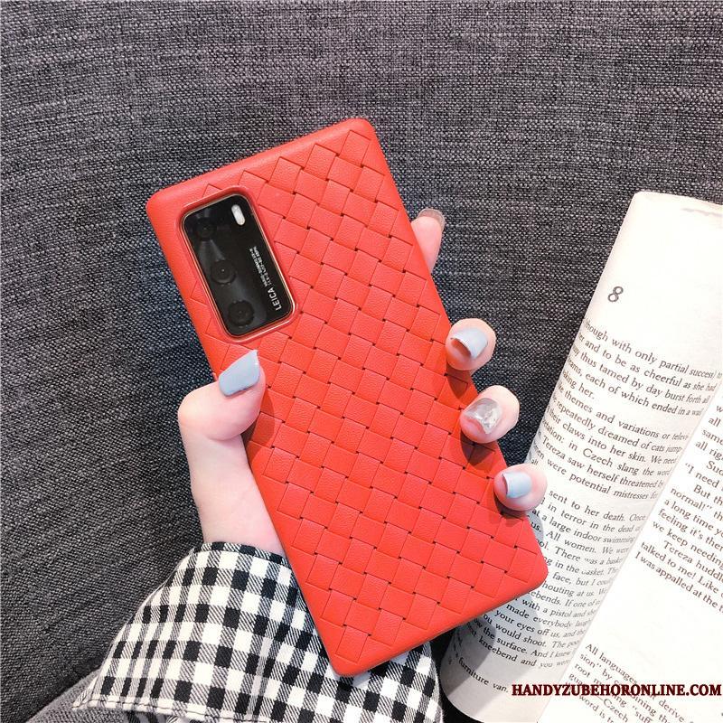 Huawei P40 Strikkede Blød Udstrålende Anti-fald Telefon Etui Net Red Beskyttelse