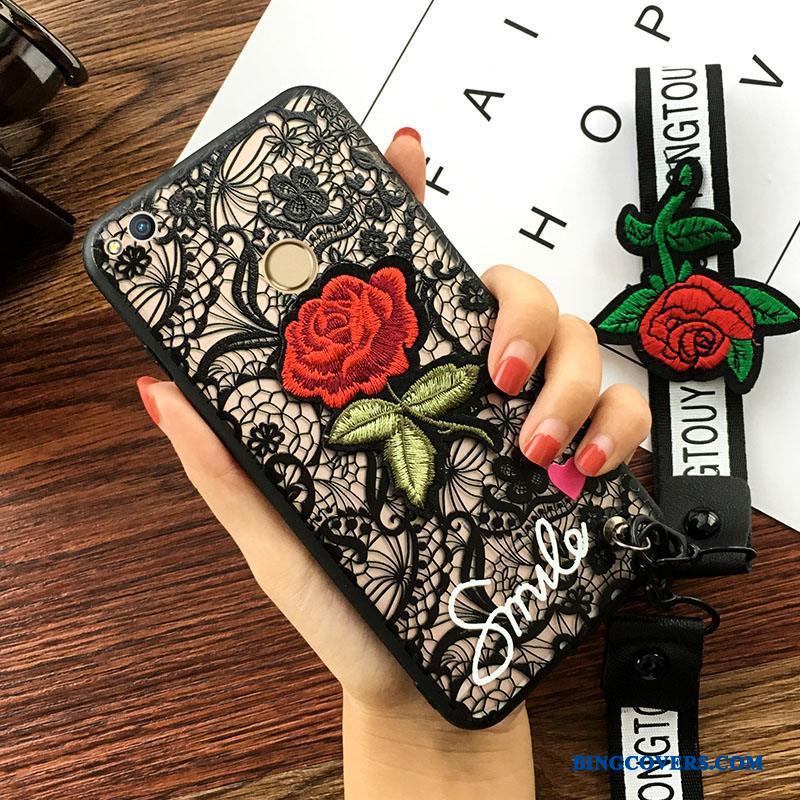 Huawei P8 Lite 2017 Blomster Ungdom Sort Anti-fald Beskyttelse Telefon Etui Hængende Ornamenter