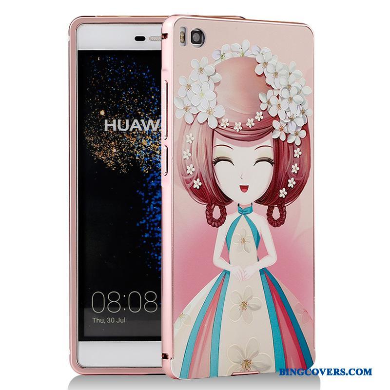 Huawei P8 Ramme Telefon Etui Cartoon Cover Blå Metal Mobiltelefon