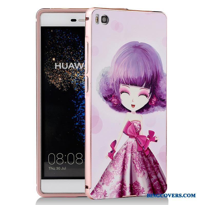 Huawei P8 Ramme Telefon Etui Cartoon Cover Blå Metal Mobiltelefon