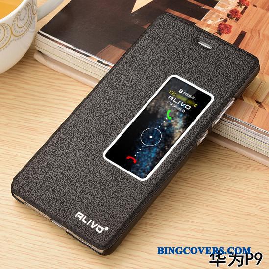 Huawei P8 Rød Beskyttelse Folio Anti-fald Lædertaske Telefon Etui