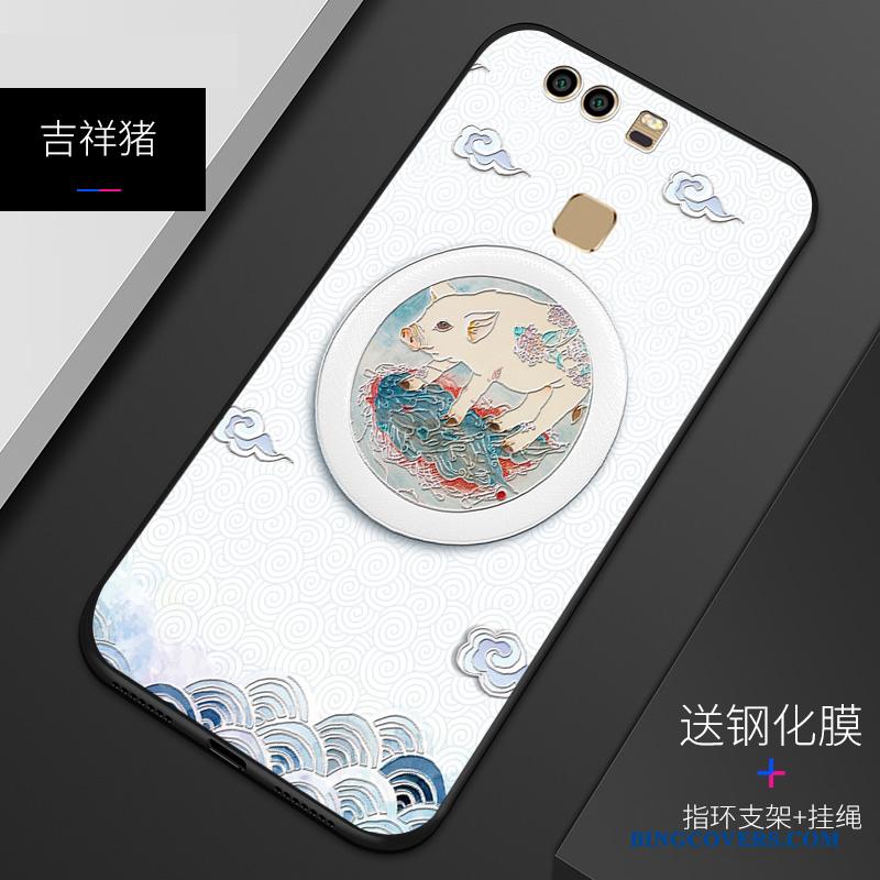 Huawei P9 Af Personlighed Silikone Telefon Etui Relief Blød Hvid Nubuck