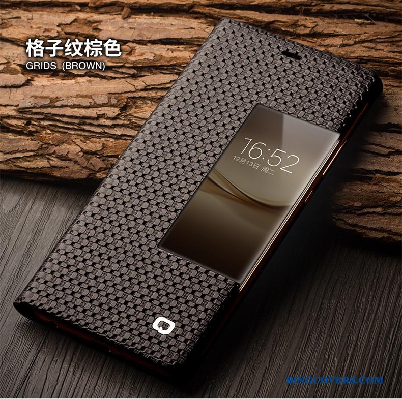 Huawei P9 Etui Business Cover Mobiltelefon Ægte Læder Sort Beskyttelse Vækstdvale