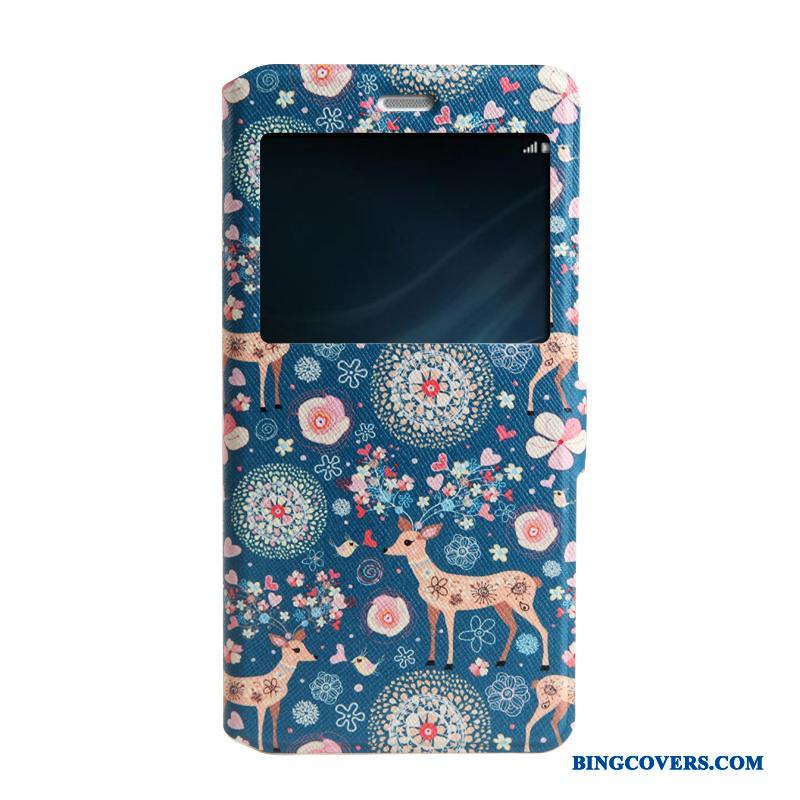 Huawei P9 Lite Blød Folio Telefon Etui Beskyttelse Cover Blå Malet