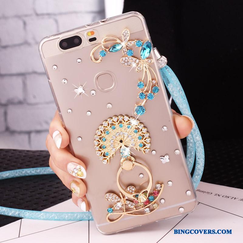 Huawei P9 Plus Beskyttelse Guld Telefon Etui Krystal Anti-fald Cover Hængende Ornamenter