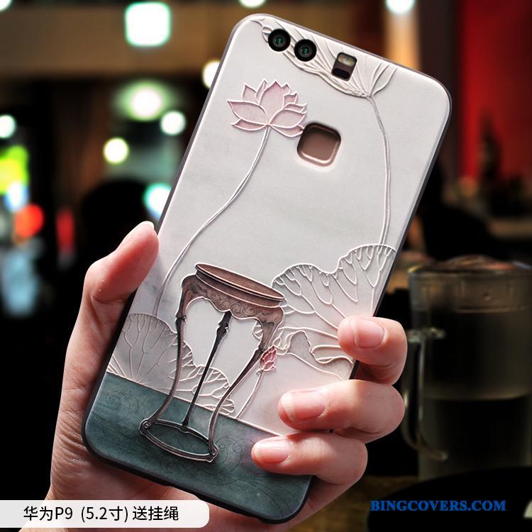 Huawei P9 Plus Beskyttelse Lyseblå Telefon Etui Kinesisk Stil Af Personlighed Cover Anti-fald