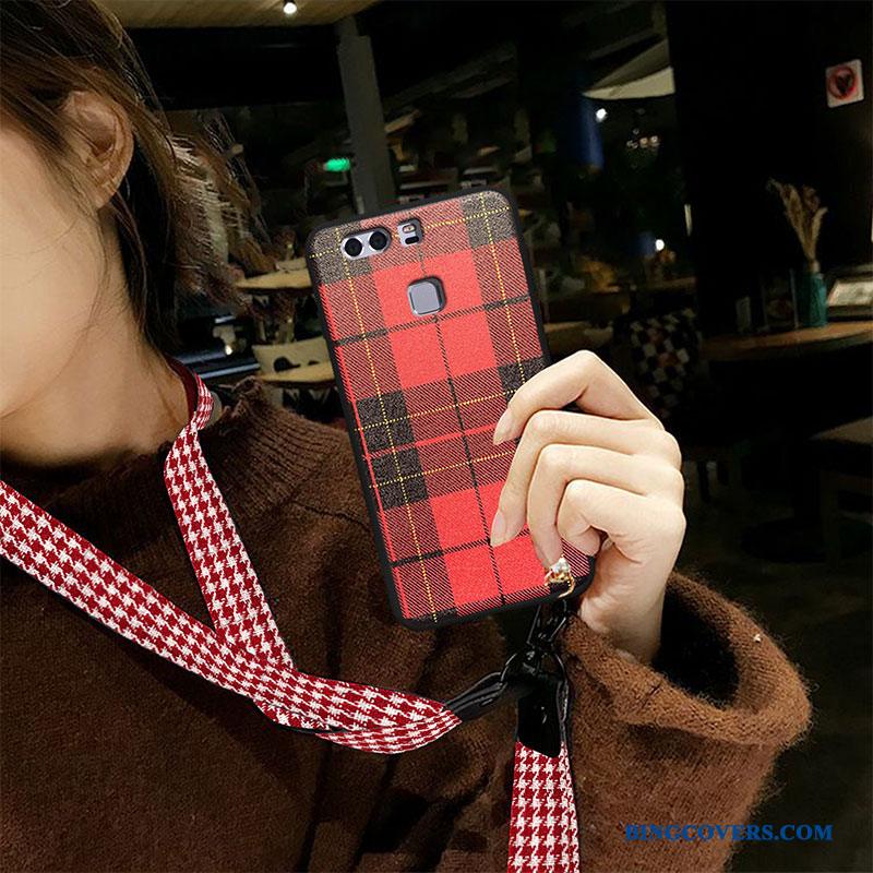 Huawei P9 Plus Blød Nubuck Tynd Anti-fald Rød Cover Telefon Etui