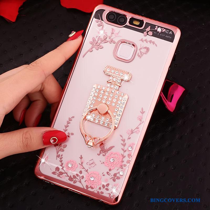 Huawei P9 Plus Cover Support Silikone Strass Ring Beskyttelse Etui
