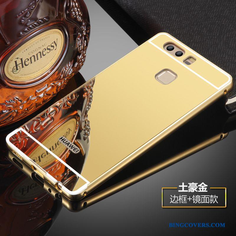 Huawei P9 Plus Spejl Bagdæksel Beskyttelse Ramme Etui Relief Sølv