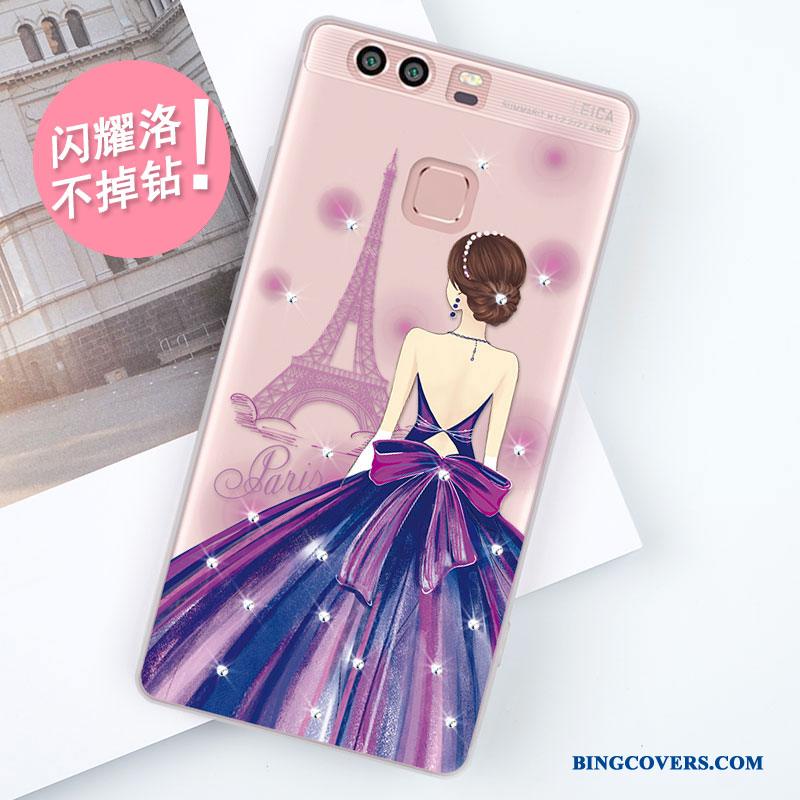 Huawei P9 Rød Anti-fald Cover Silikone Alt Inklusive Telefon Etui Af Personlighed