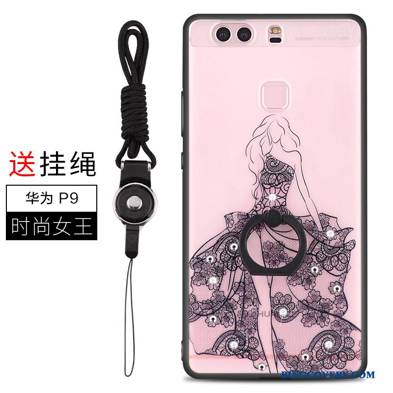 Huawei P9 Strass Silikone Hængende Ornamenter Telefon Etui Alt Inklusive Kreativ Cover