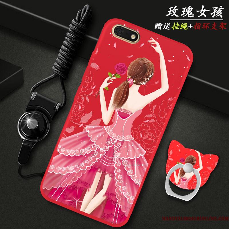 Huawei Y5 2018 Telefon Etui Stor Cover Beskyttelse Anti-fald Rød Hængende Ornamenter