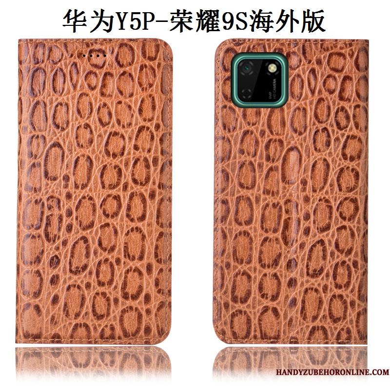 Huawei Y5p Folio Ægte Læder Anti-fald Mønster Cover Beskyttelse Telefon Etui