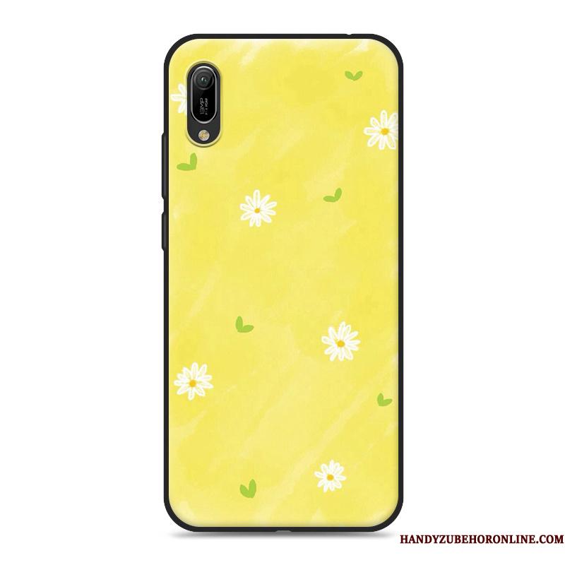 Huawei Y6 2019 Cartoon Etui Telefon Hvid Cover Blød Mobiltelefon