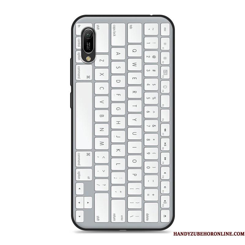Huawei Y6 2019 Cartoon Etui Telefon Hvid Cover Blød Mobiltelefon