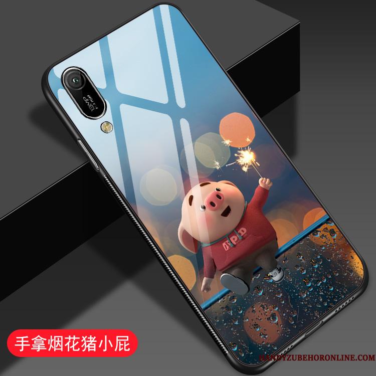 Huawei Y6 2019 Etui Anti-fald Blå Net Red Smuk Spejl Beskyttelse Super