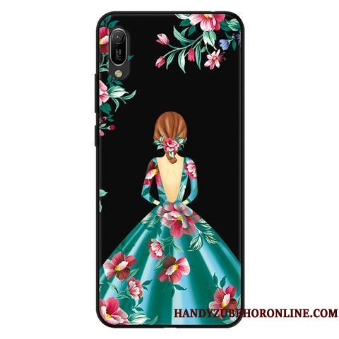 Huawei Y6 2019 Etui Mobiltelefon Gaze Cover Beskyttelse Nubuck Sort Blonder