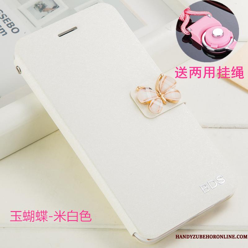 Huawei Y6 2019 Hvid Hængende Ornamenter Telefon Etui Strass Anti-fald Clamshell Beskyttelse