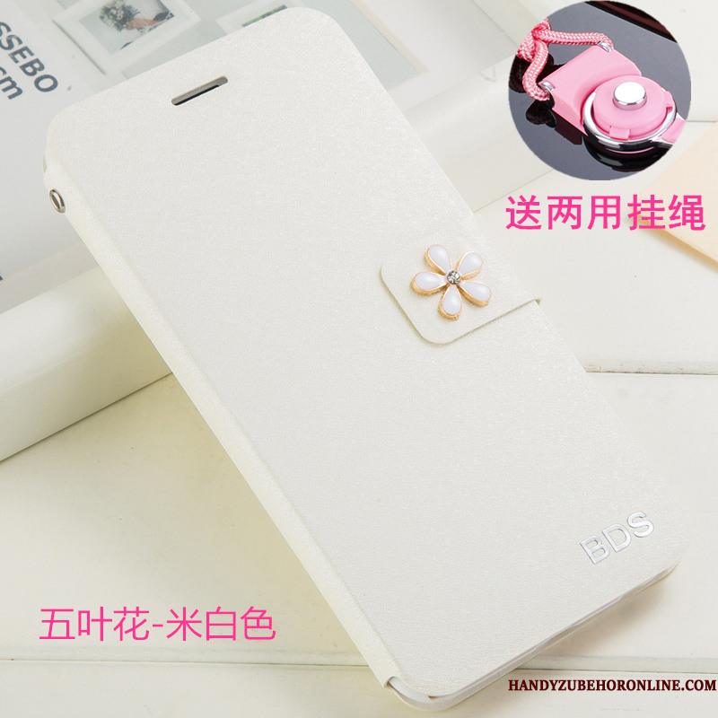 Huawei Y6 2019 Hvid Hængende Ornamenter Telefon Etui Strass Anti-fald Clamshell Beskyttelse