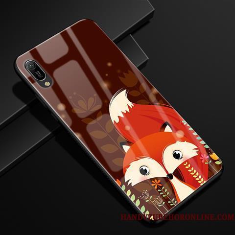 Huawei Y6 2019 Telefon Etui Cover Rød Glas Beskyttelse Anti-fald Cartoon