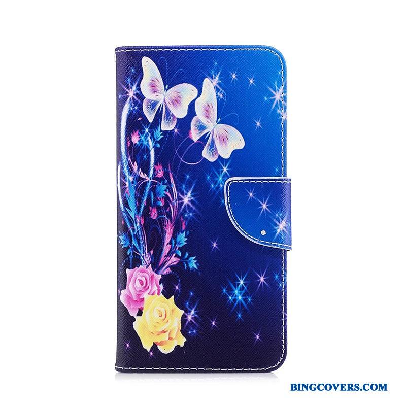 Huawei Y6 Pro 2017 Cover Telefon Etui Blå Folio Mini Beskyttelse Malet