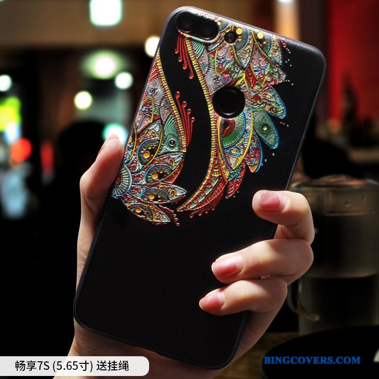 Huawei Y6 Pro 2017 Etui Alt Inklusive Farve Silikone Blød Anti-fald Kinesisk Stil Etnisk