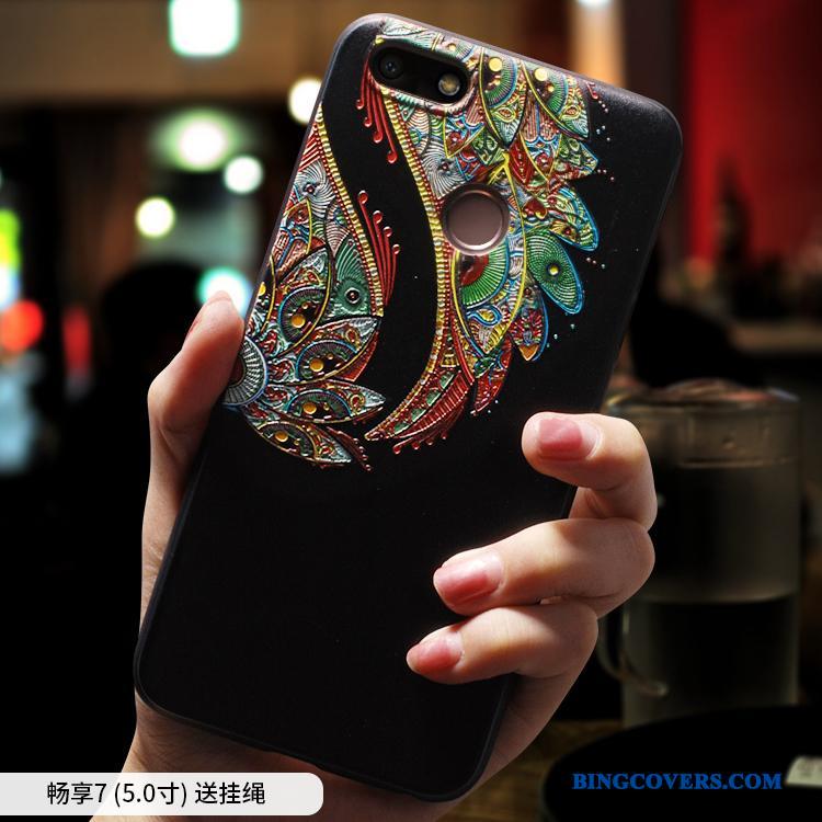 Huawei Y6 Pro 2017 Etui Alt Inklusive Farve Silikone Blød Anti-fald Kinesisk Stil Etnisk