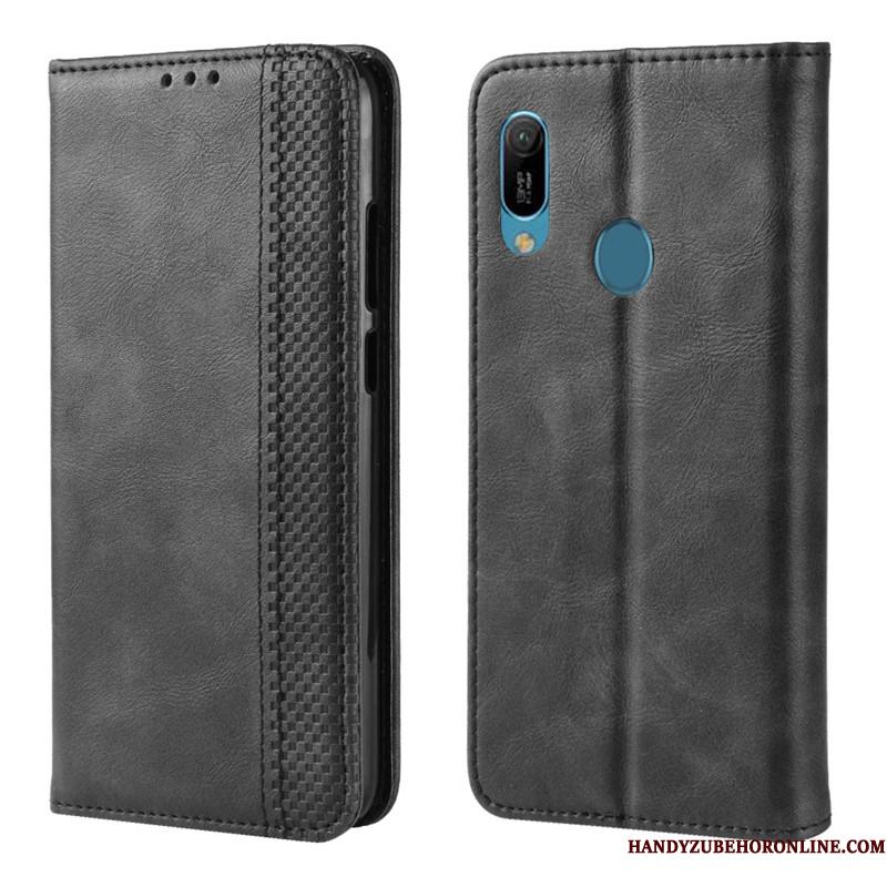 Huawei Y6s Lædertaske Cover Anti-fald Magnetisk Spænde Beskyttelse Telefon Etui Sort