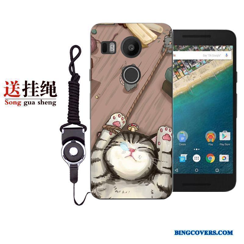 Lg Nexus 5x Cover Cartoon Hvid Telefon Etui Blød Malet Beskyttelse