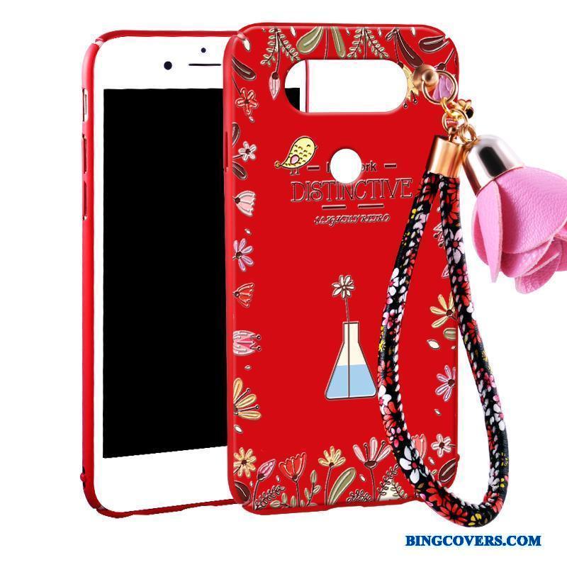 Lg V20 Anti-fald Telefon Etui Nubuck Mobiltelefon Hængende Ornamenter Beskyttelse Rød