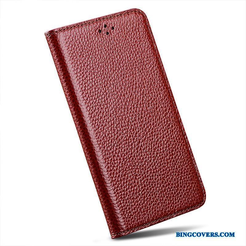 Mi Note 2 Telefon Etui Ægte Læder Folio Rød Simple Anti-fald Lædertaske