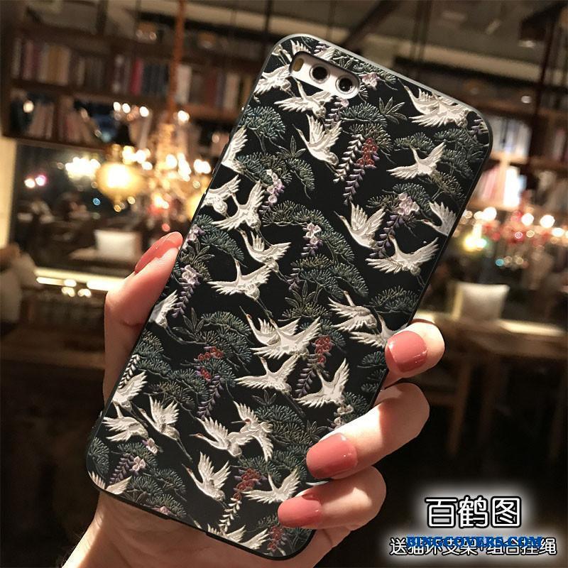 Mi Note 3 Kinesisk Stil Telefon Etui Hængende Ornamenter Lille Sektion Cover Smuk Sort
