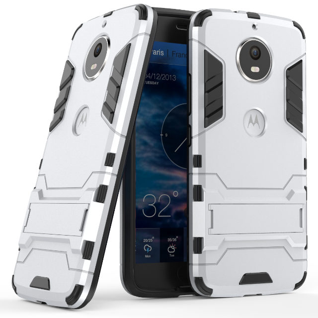 Moto G5s Plus Telefon Etui Anti-fald Lyseblå Armour Cyan Support Cover