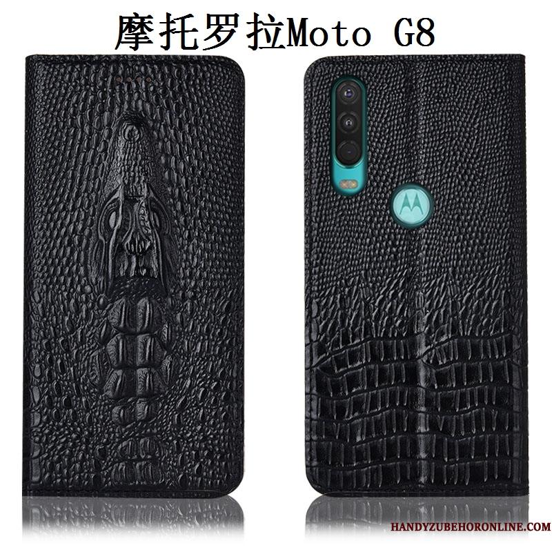 Moto G8 Anti-fald Gul Beskyttelse Telefon Etui Cover Alt Inklusive Ægte Læder