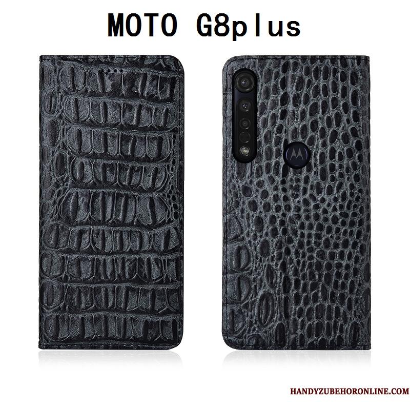 Moto G8 Plus Anti-fald Telefon Etui Alt Inklusive Mobiltelefon Ægte Læder Blød Cover