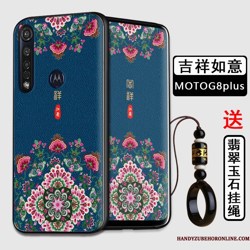 Moto G8 Plus Blød Sort Anti-fald Cover Silikone Kinesisk Stil Telefon Etui