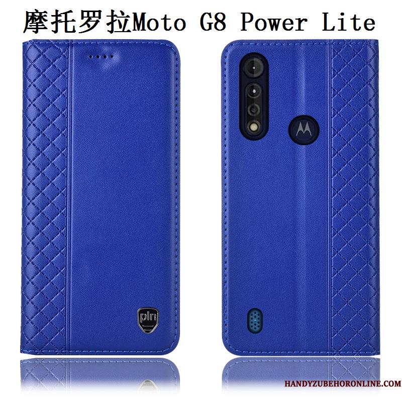 Moto G8 Power Lite Alt Inklusive Brun Beskyttelse Anti-fald Ægte Læder Cover Telefon Etui