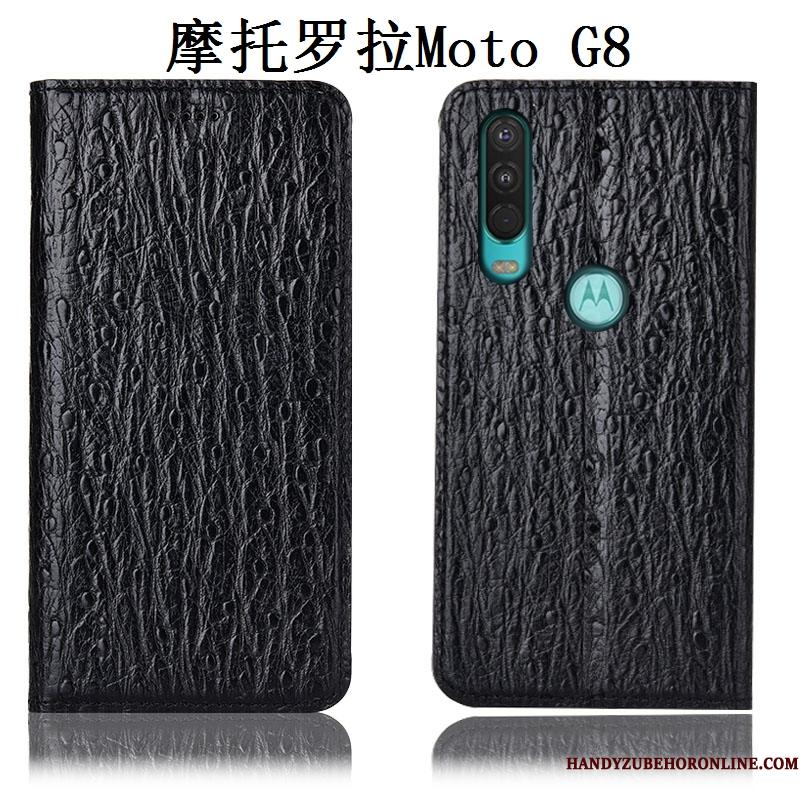 Moto G8 Telefon Etui Anti-fald Cover Alt Inklusive Mørkeblå Fugl Beskyttelse