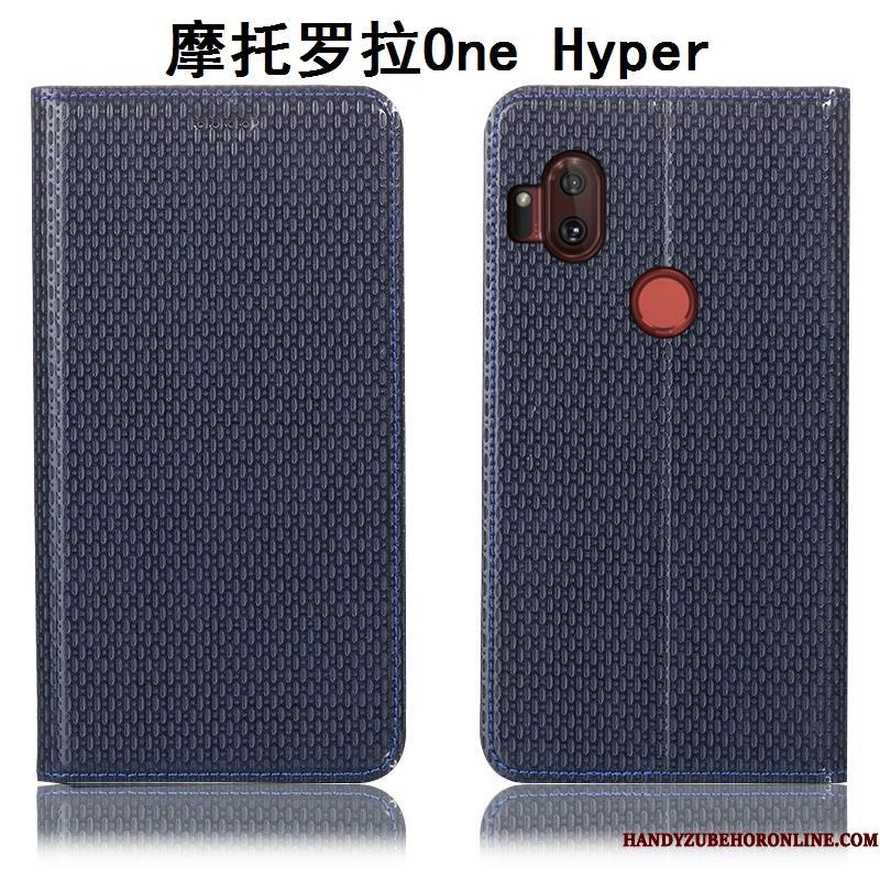Motorola One Hyper Anti-fald Telefon Etui Alt Inklusive Beskyttelse Cover Ægte Læder