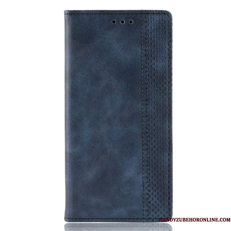 Motorola One Macro Beskyttelse Cover Mørkeblå Folio Etui Lædertaske Mobiltelefon