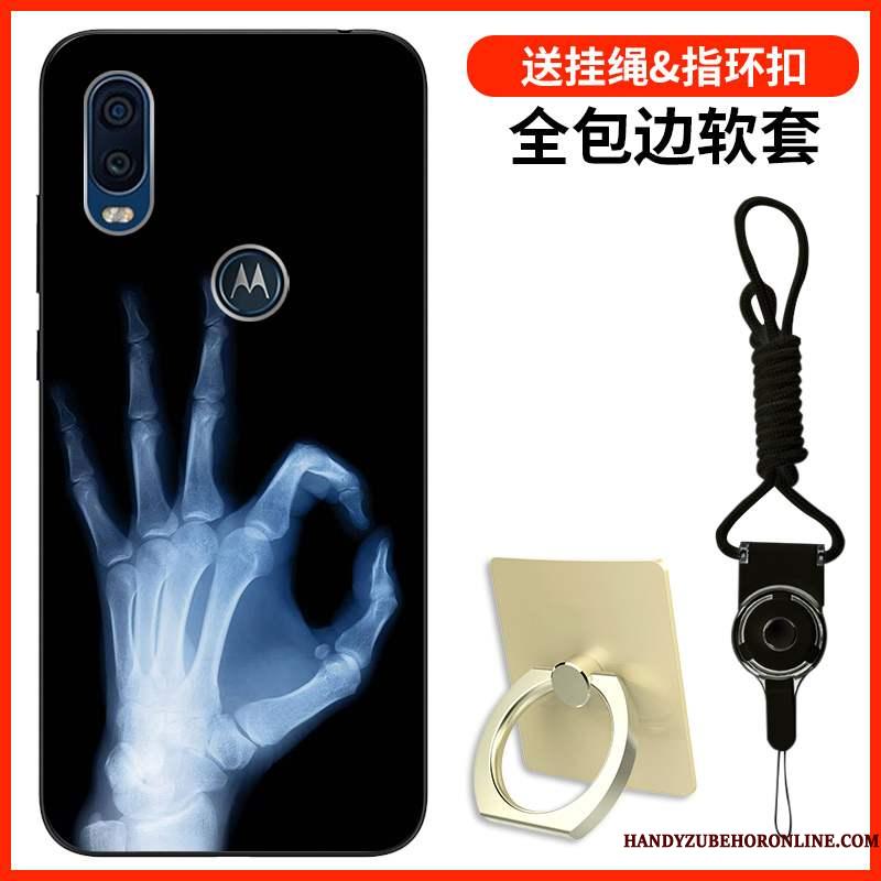 Motorola One Vision Telefon Etui Simple Af Personlighed Beskyttelse Cover Blå Silikone
