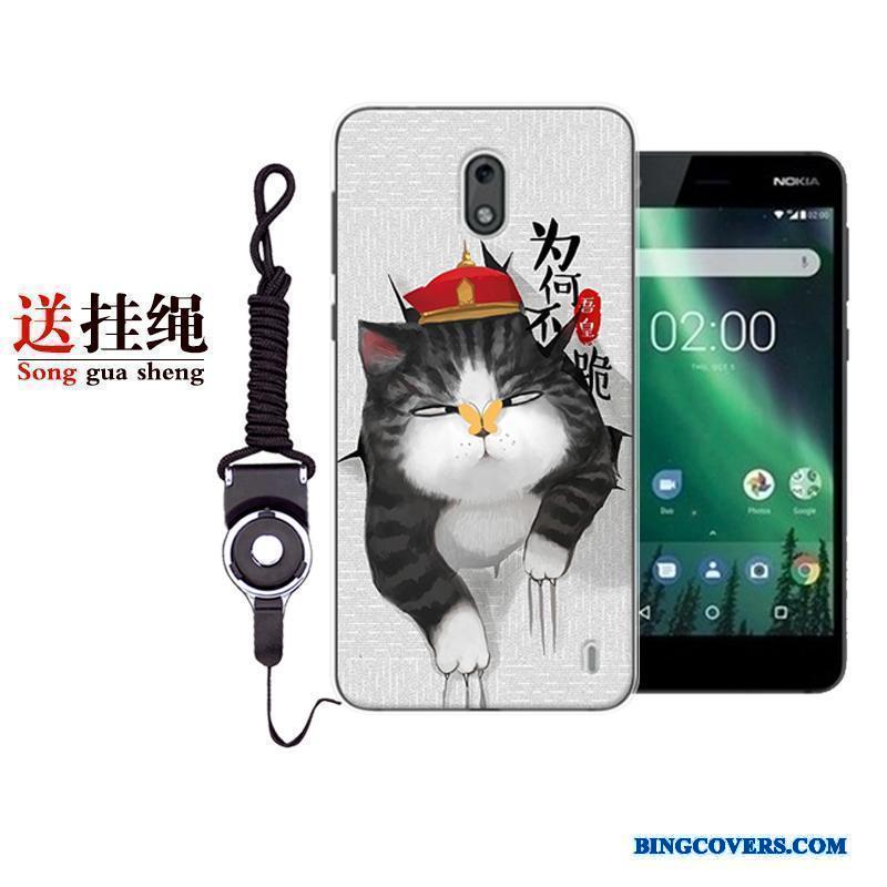 Nokia 2 Anti-fald Beskyttelse Blød Telefon Etui Hvid Af Personlighed Cartoon