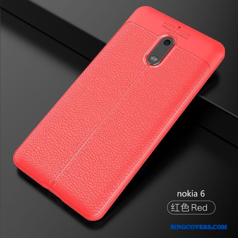 Nokia 6 Læder Grå Silikone Telefon Etui Anti-fald Føle Beskyttelse