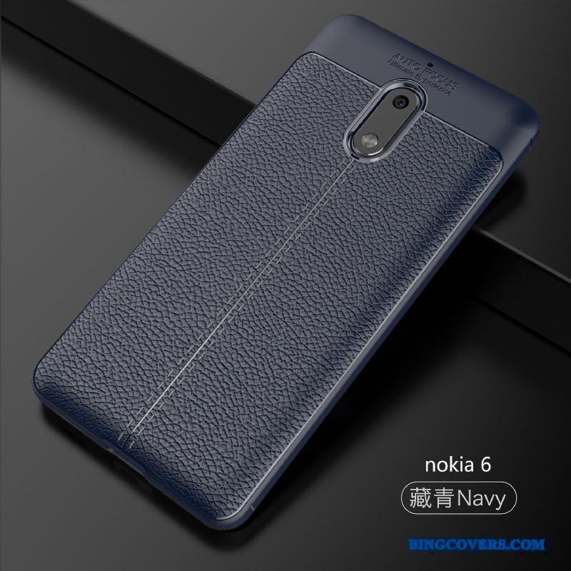 Nokia 6 Læder Grå Silikone Telefon Etui Anti-fald Føle Beskyttelse