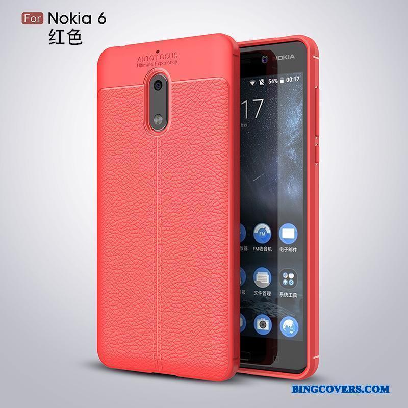 Nokia 6 Rød Silikone Blød Cyan Beskyttelse Anti-fald Etui