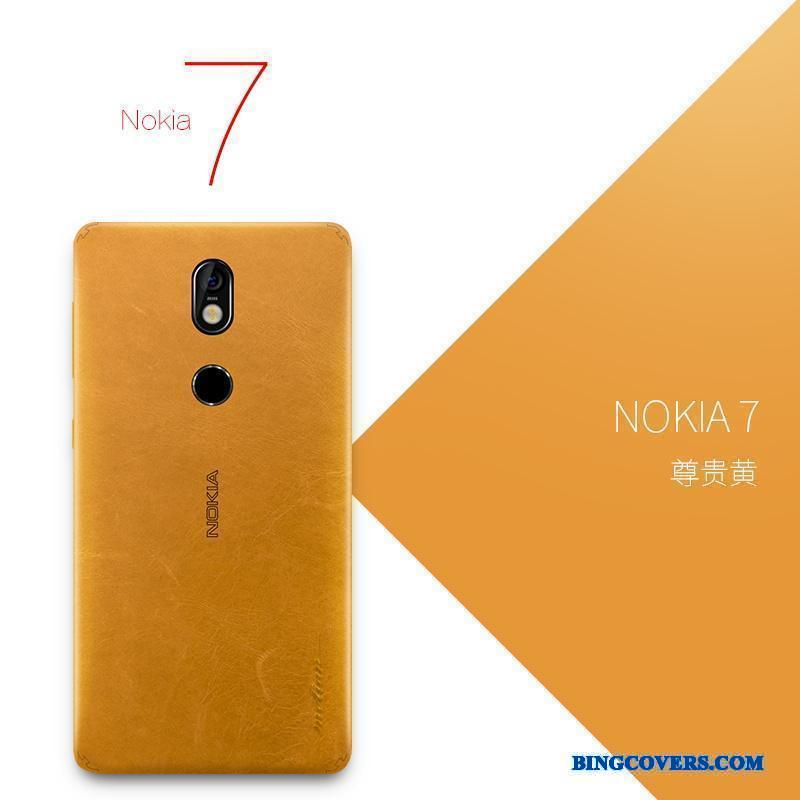 Nokia 7 Kreativ Telefon Etui Tynd Beskyttelse Sort Luksus Ægte Læder